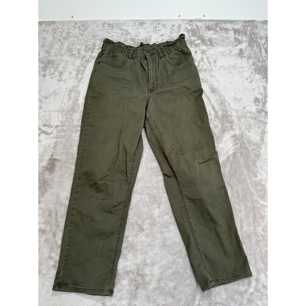 Express Mom Pants Womens Size 8R Sage Green Super High Rise Elastic Waist EUC